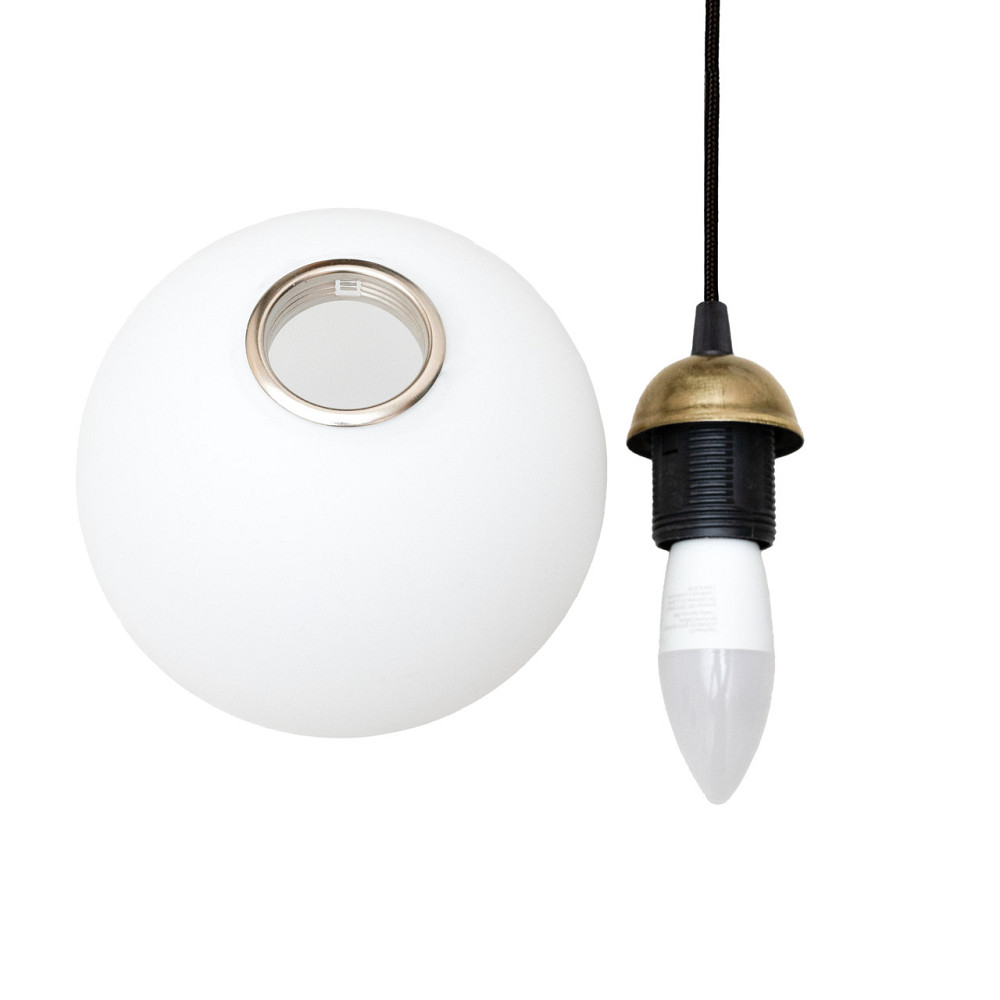 Світильник підвісний на планці MSK Electric Luna з трьома плафонами кульками 150 mm Е27 PL 9015-3 BK Одеса - фото 5