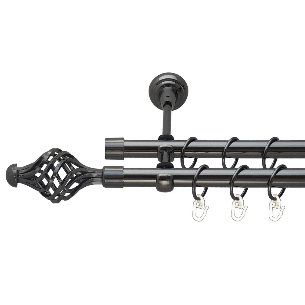 Карниз Orvit Арезо металевий дворядний відкритий Онікс 19\19 мм 240 см (00-00014907) Львів - фото 1