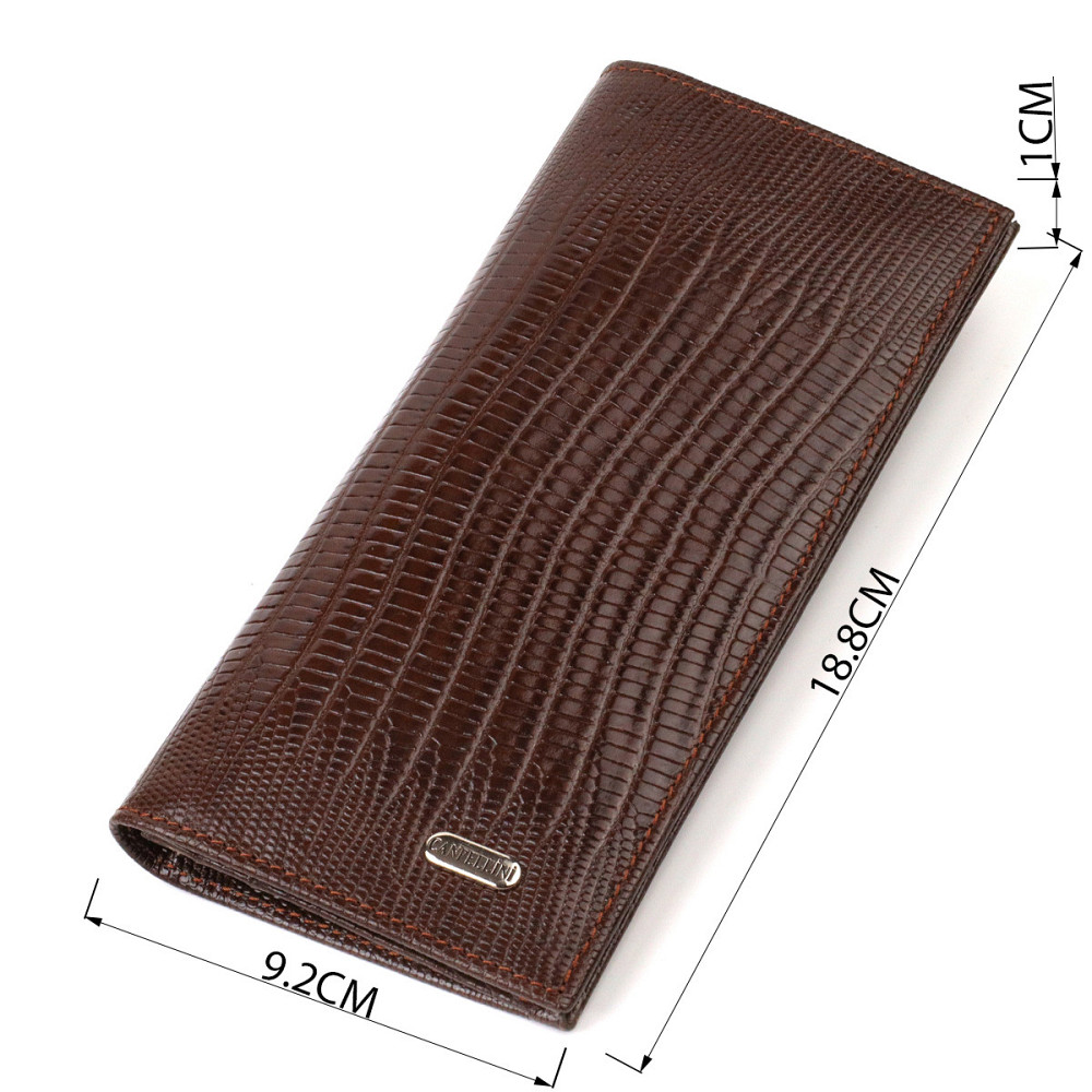 Фактурний чоловічий вертикальний гаманець з натуральної шкіри з тисненням CANPELLINI 21899 Коричневий Київ - фото 3