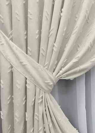 Комплект штор VR-Textil Льон Букле № 1881ш Молочний 165х295 см 2 шт (39-0106) Київ