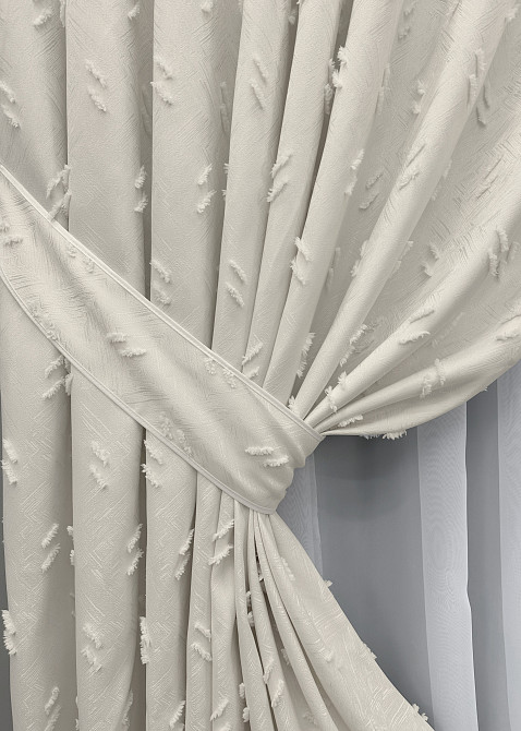 Комплект штор VR-Textil Льон Букле № 1881ш Молочний 165х295 см 2 шт (39-0106) Київ - фото 5