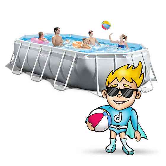 Бассейн каркасный овальный 21в1 INTEX 26796, 503 x 274 x 122 см, серый Киев
