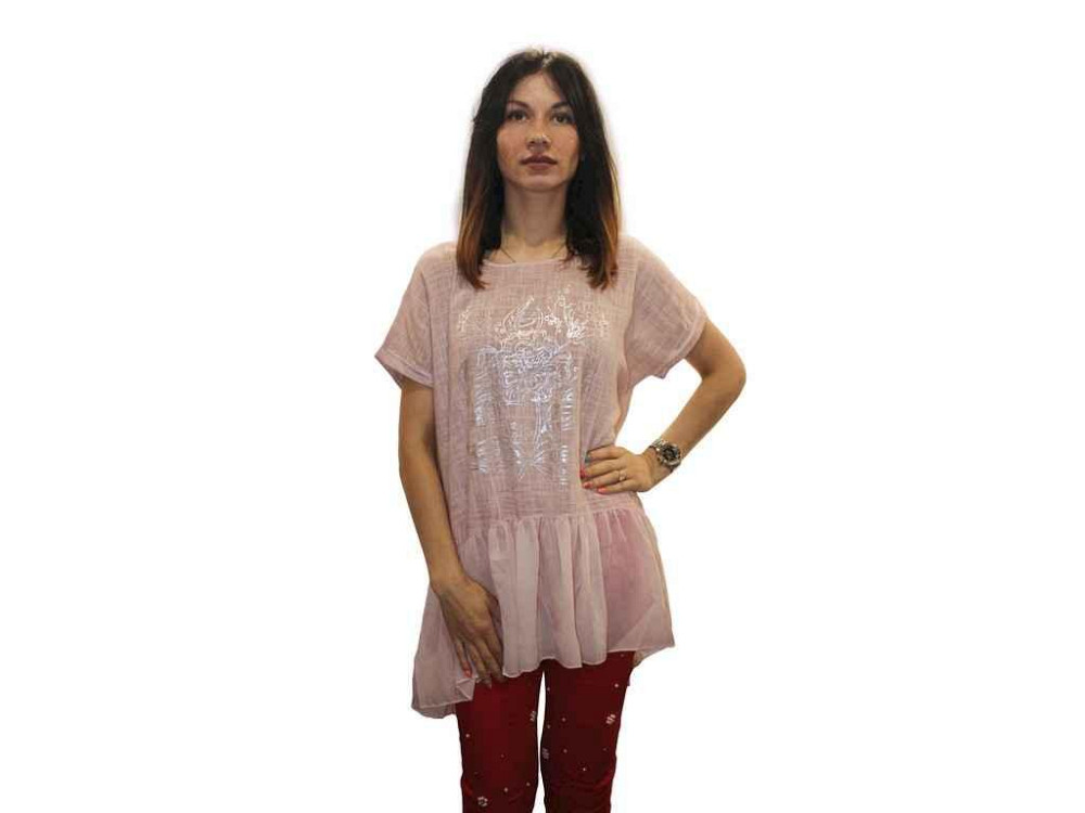 Блуза батал, натур. тканина арт 9770, рожева р.XL ТМ Yasili Киев - изображение 1