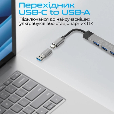 Концентратор Promate USB-C 4-in-1 порти Promate litehub-4.grey (litehub-4.grey) Вінниця - фото 4