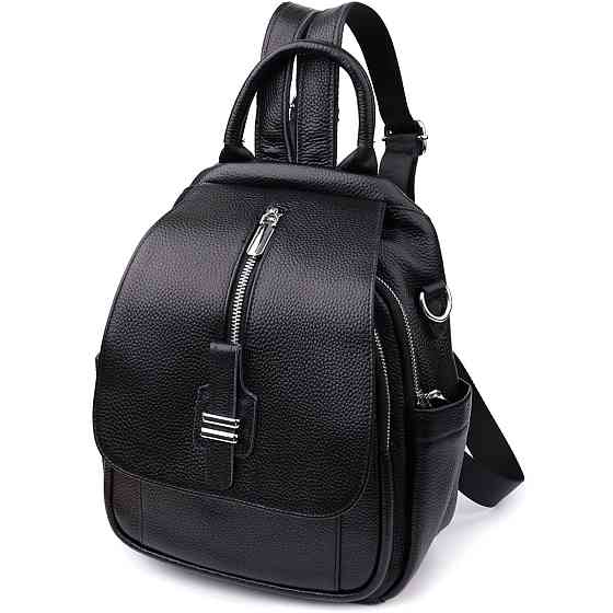 Компактний жіночий рюкзак з натуральної шкіри Vintage 23058 Чорний Київ