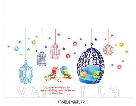 Інтер'єрна наклейка у спальні Пташки з клітинами Київ - фото 2