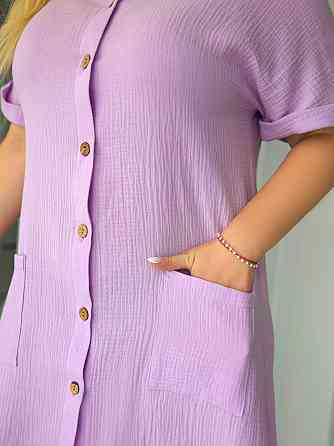 Літня муслінова сукня-сорочка "Erika" | Батал Ліловий, 50-52 Київ