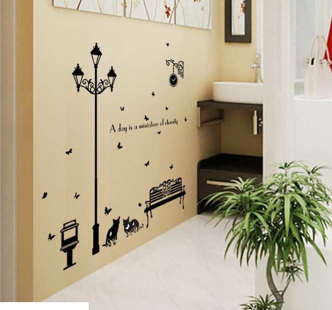 Интерьерная наклейка в комнату Фонарь и коты Киев - изображение 6
