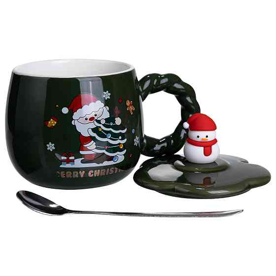 Yiwu Новорічна порцелянова чашка «Зимова казка» з кришкою 400 мл Yiwu FM-CS-20D Коломия