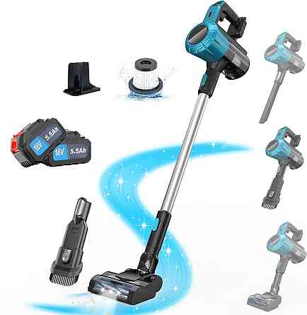 Аккумуляторный пылесос Psogpone 550W 45000Па для Makita 18V: 6-в-1, HEPA, 2 АКБ 5.5Ач, LED-щетка, Velvet Black Киев