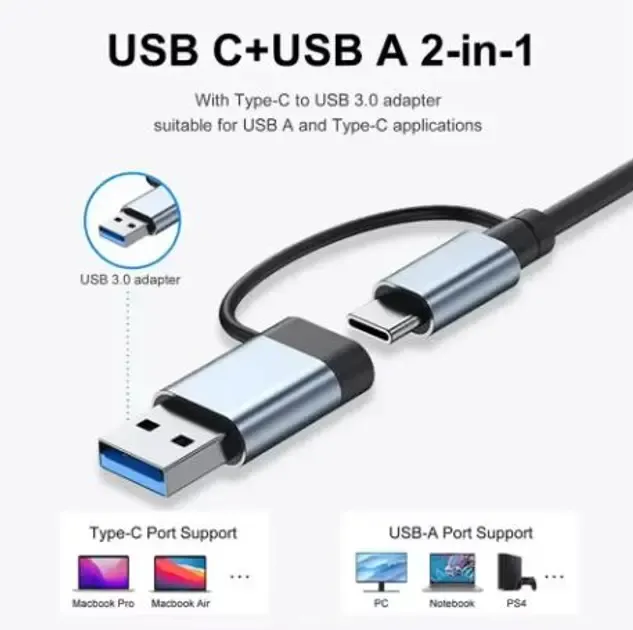 Мультифункциональный USB-хаб 8 в 1, универсальный адаптер, концентратор с входом Type-C, кардридер, HDTV+PD+USB 3.0+SD+TF+Type-C Коломия - фото 4