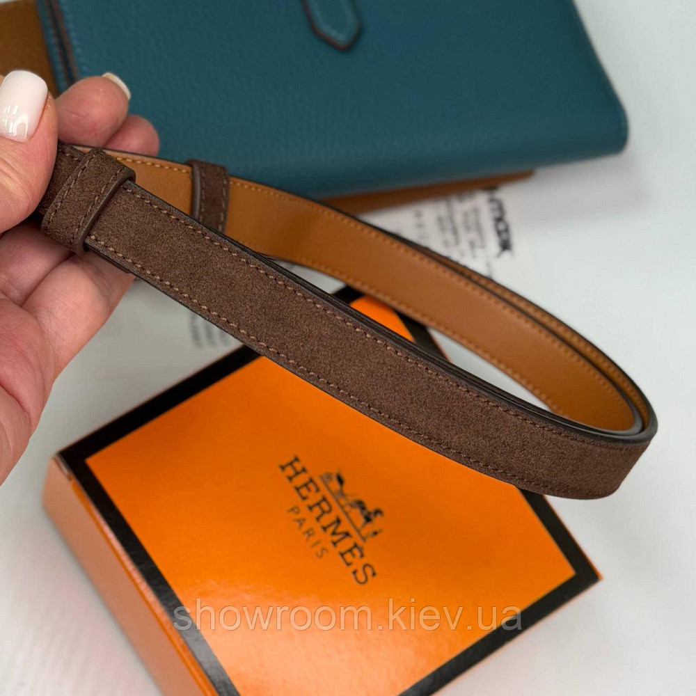 Коричневий замшевий жіночий брендовий ремінь (280-2) Київ - фото 6