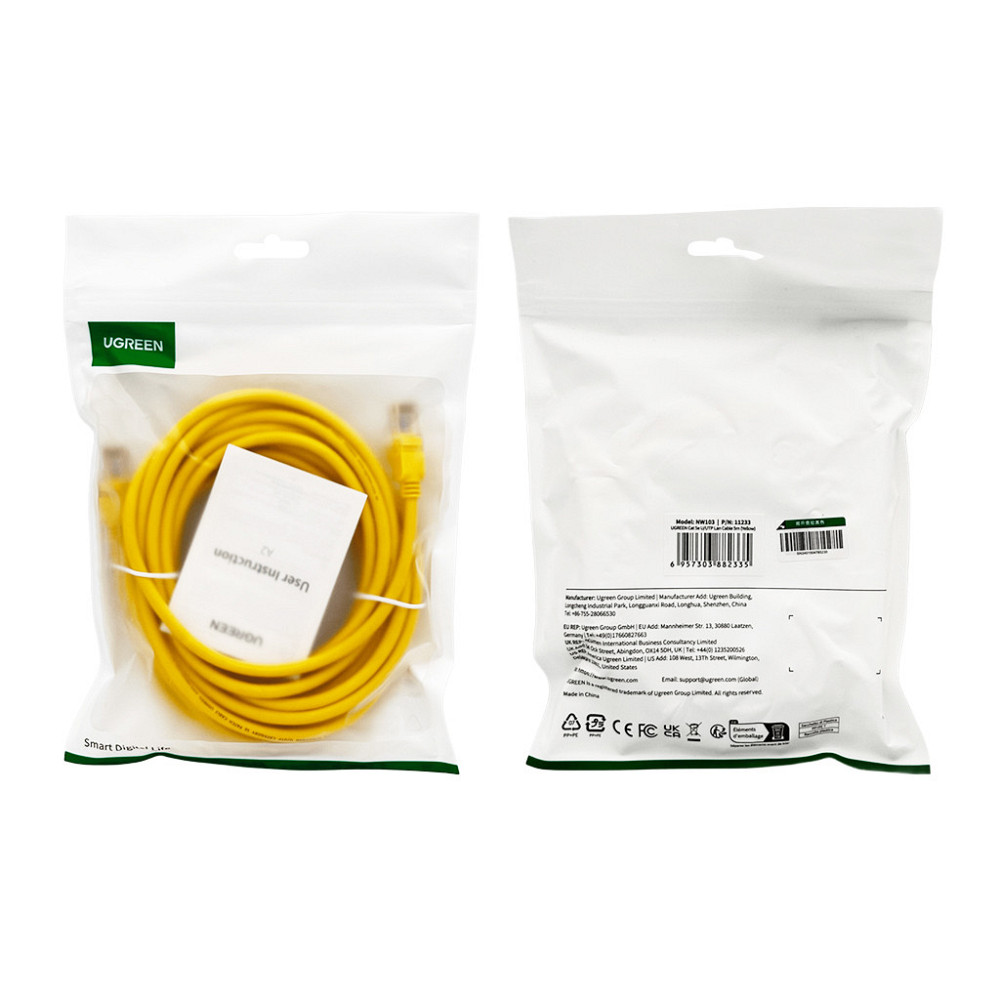 Кабель UGREEN Cat 5e LAN 5м жовтий Київ - фото 5