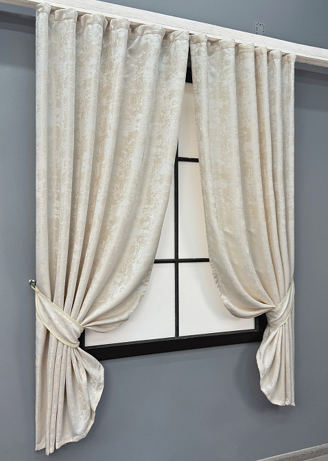 Комплект коротких штор VR-Textil Жакард Sultan YL № 1763ш Молочний 130х170 см 2 шт (35-0461) Київ - фото 2