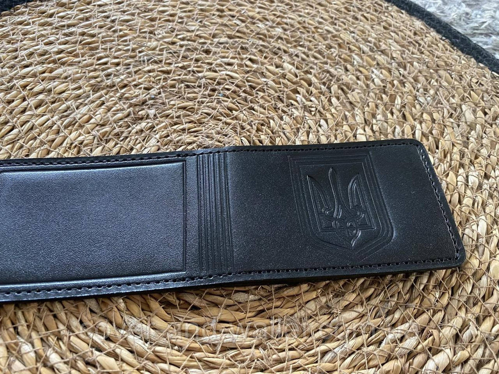 Шкіряна обкладинка для ID-паспорта та авто документів з гербом України на три відділення P-Leather Київ - фото 1