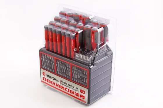 Набір отворів, насадок, ключів Г-подібних 6-г. Intertool 114 ед. в кейсі Вінниця