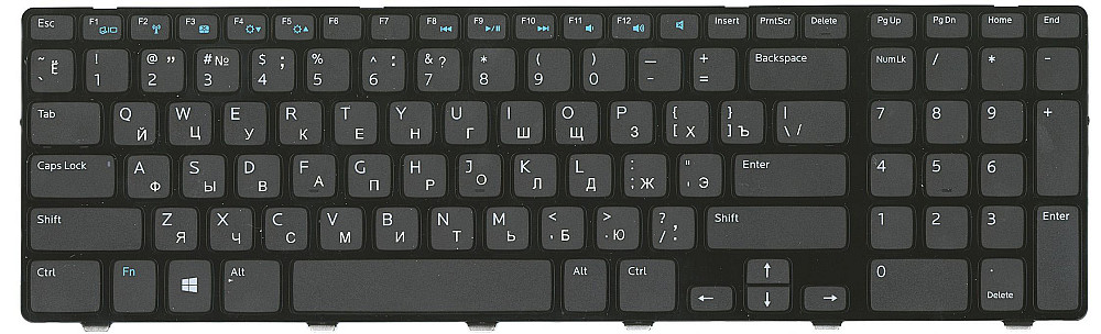 Клавиатура для ноутбука Dell Inspiron (3721, 5721, 3737, 5737) Black, (Black Frame), RU Вінниця - фото 2