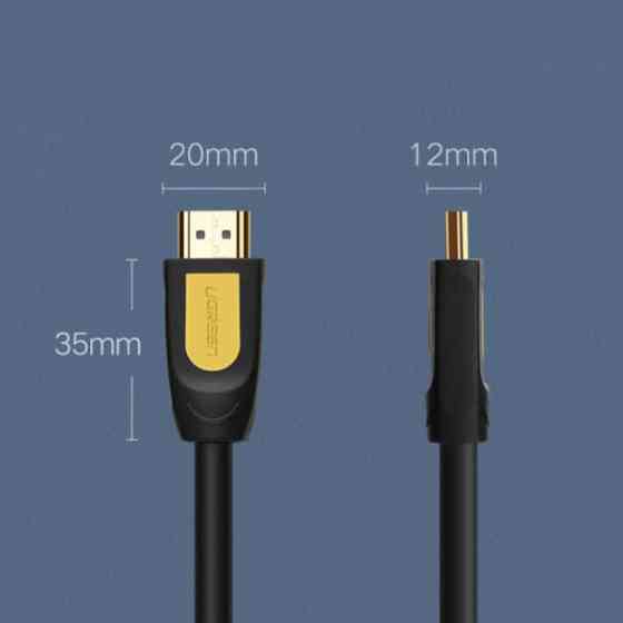 Кабель HDMI M - M, 5.0 м, V1.4 Round Cable 4K, HD101 UGREEN Чорний+Жовтий (10167) Київ