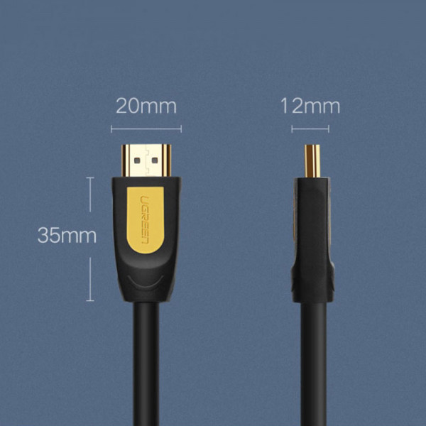 Кабель HDMI M - M, 5.0 м, V1.4 Round Cable 4K, HD101 UGREEN Чорний+Жовтий (10167) Київ - фото 4