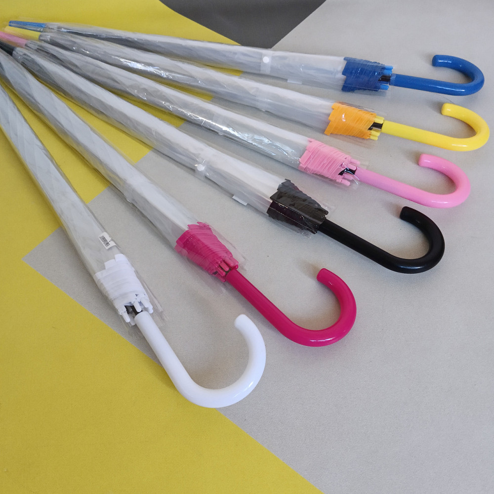 Зонт жіночий прозорий тростина з рожевою облямівкою Київ - фото 3