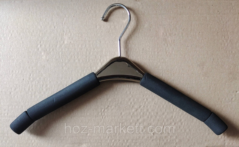 Плічка вішалки тремпеля чорні жіночі 40 см з поролоном для делікатних речей. Харків - фото 1