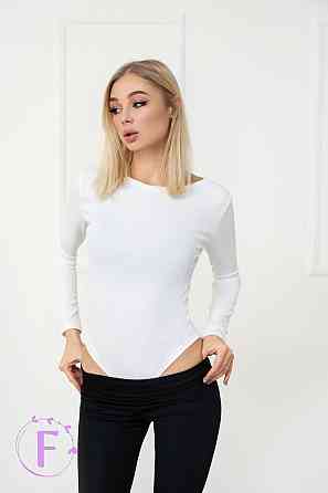 Жіночий трикотажний боді (рубчик) оптом | Розпродаж моделі 44, Білий Київ