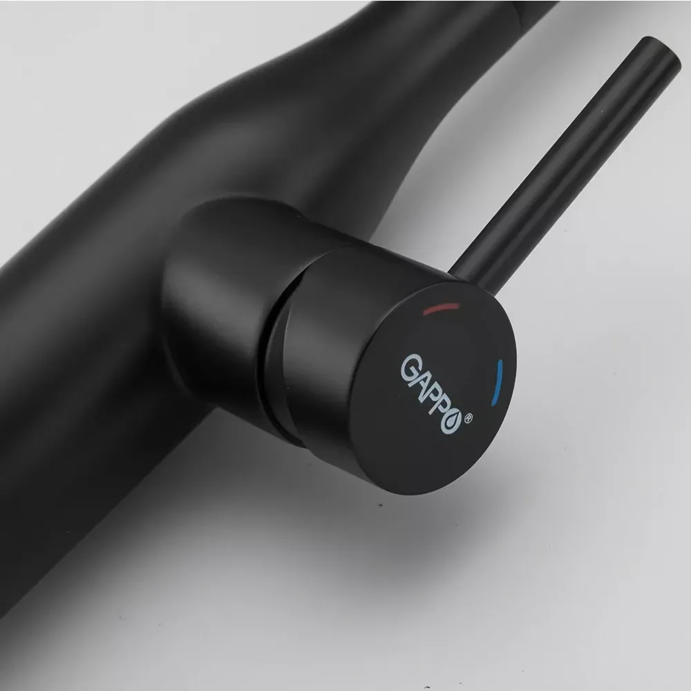 Змішувач з висувним виливом для кухні GAPPO G4398-46, 2 режими, чорний Київ - фото 3