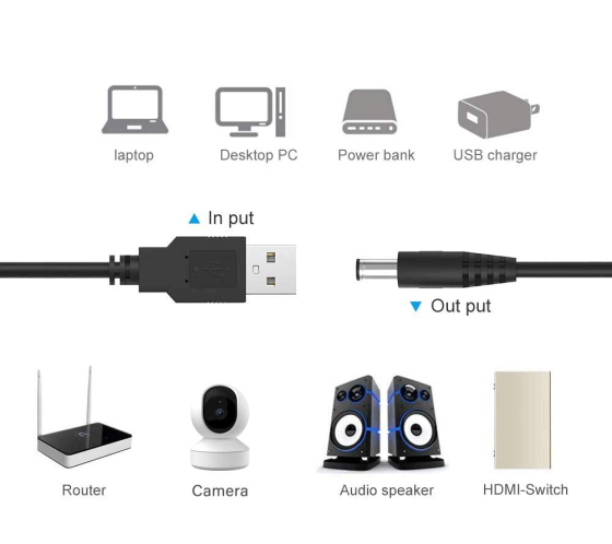 Кабель живлення для роутера USB-DC 5v-12v (1m) Київ