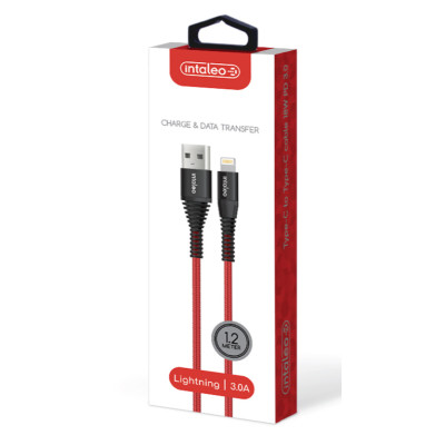 Дата кабель USB 2.0 AM to Lightning 1.2m CBRNYL1 Red Intaleo (1283126559471) Винница - изображение 4