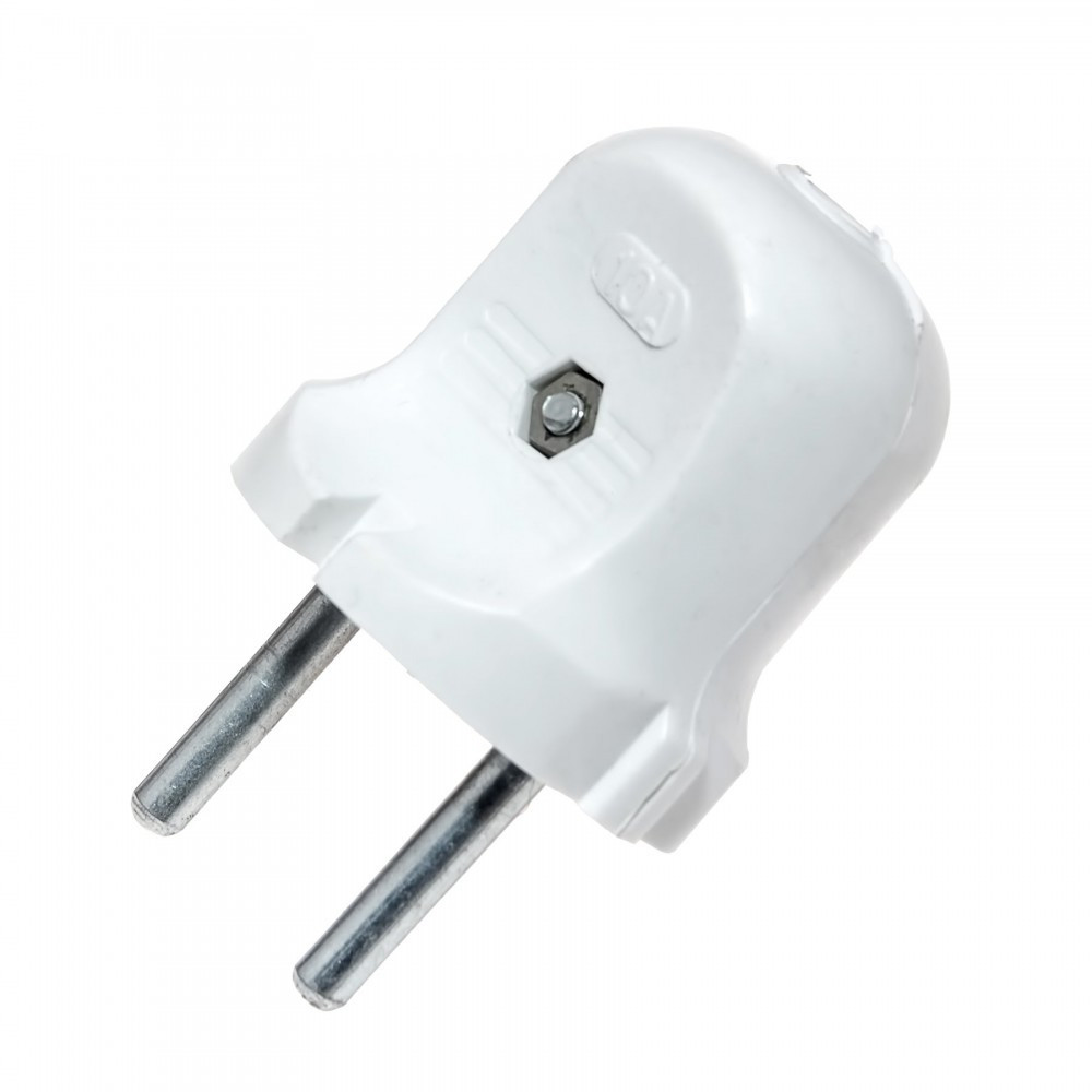 Электровилка ЕМР простая, белая, 10А-220V 20штук в уп. Днепр - изображение 1