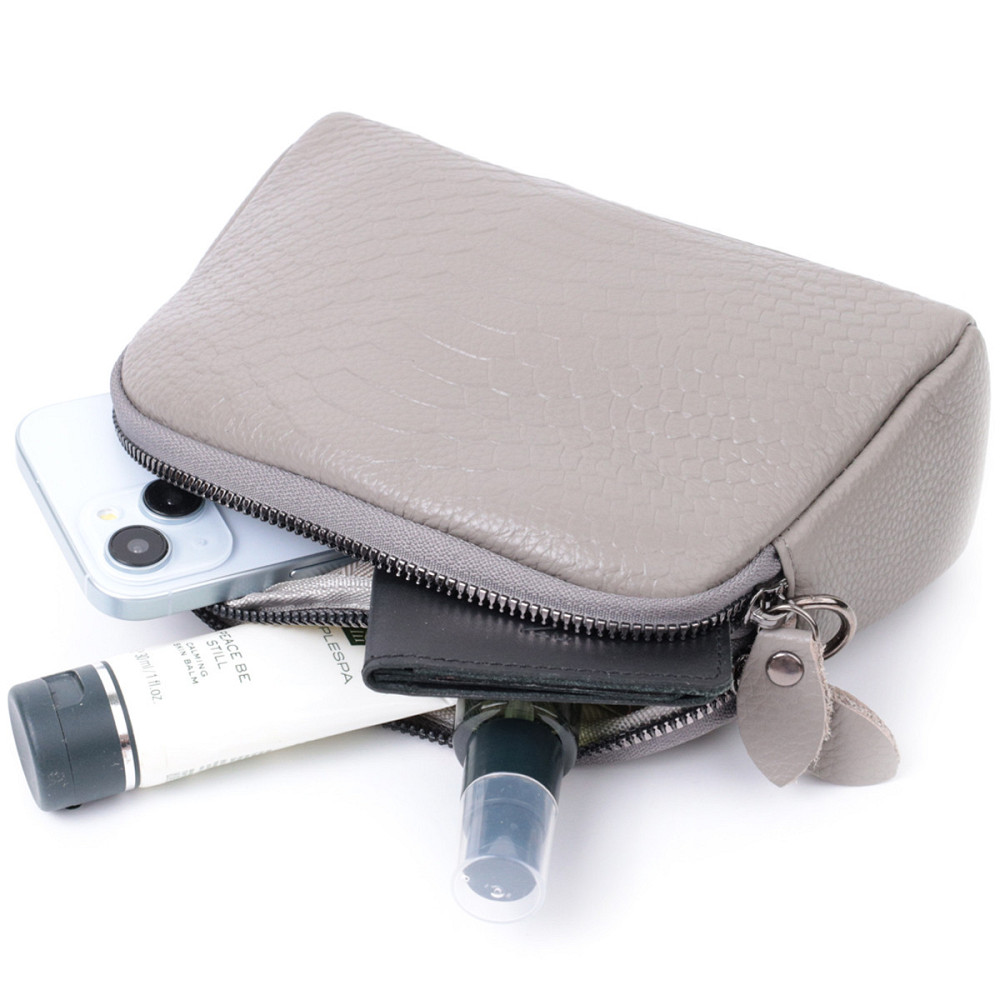 Невелика жіноча сумка на два відділення з натуральної шкіри Vintage 22801 Сірий Київ - фото 10