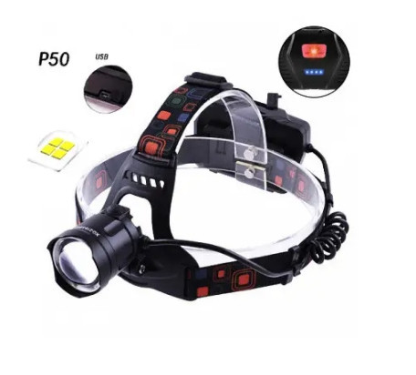 Налобний ліхтар Police BL-XQ-218-HP50 Power bank + microUSB + 3х18650 + 3 режим Вінниця - фото 5