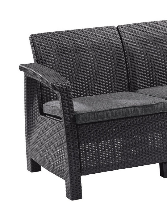 Диван пластиковий садовий Keter Corfu II Love seat, графіт Київ - фото 2