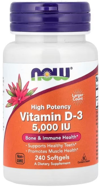 Вітамін Д3 Now Foods Vitamin D-3 125 мкг (5000 МЕ) 240 гелевих капсул Київ - фото 1