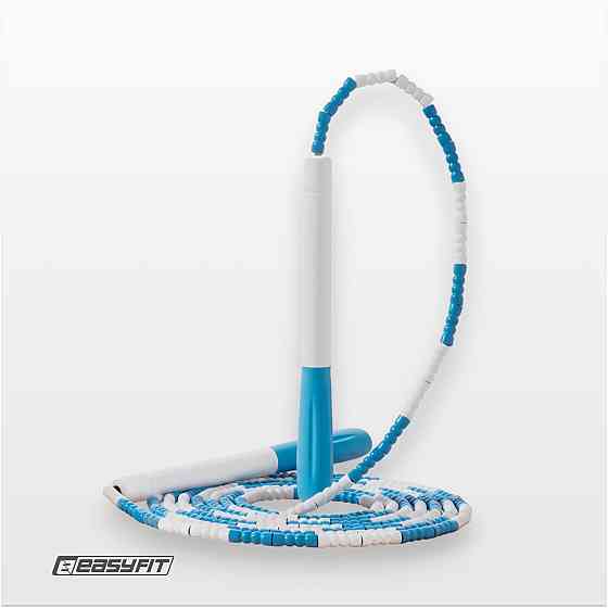 Бісерна скакалка EasyFit FreeRope 2,7 м (біло-блакитна) Коломия