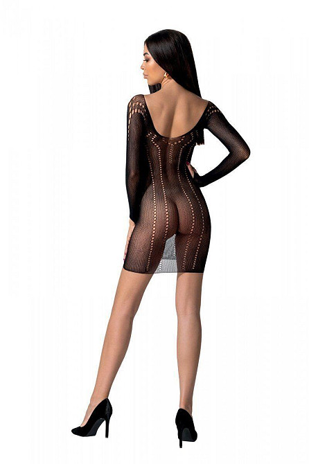 Напівпрозора мінісукня Passion BS101 One Size, black, рукави-мітенки Sex Aura Київ - фото 2