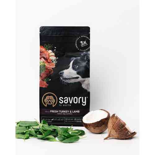 Сухой корм Savory Medium для собак средних пород, со свежим ягненком и индейкой, 12 кг Киев