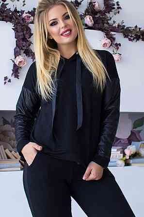 Жіночий трикотажний спортивний костюм “Mystery" оптом | Батал | Розпродаж моделі 54-56, Чорний Київ