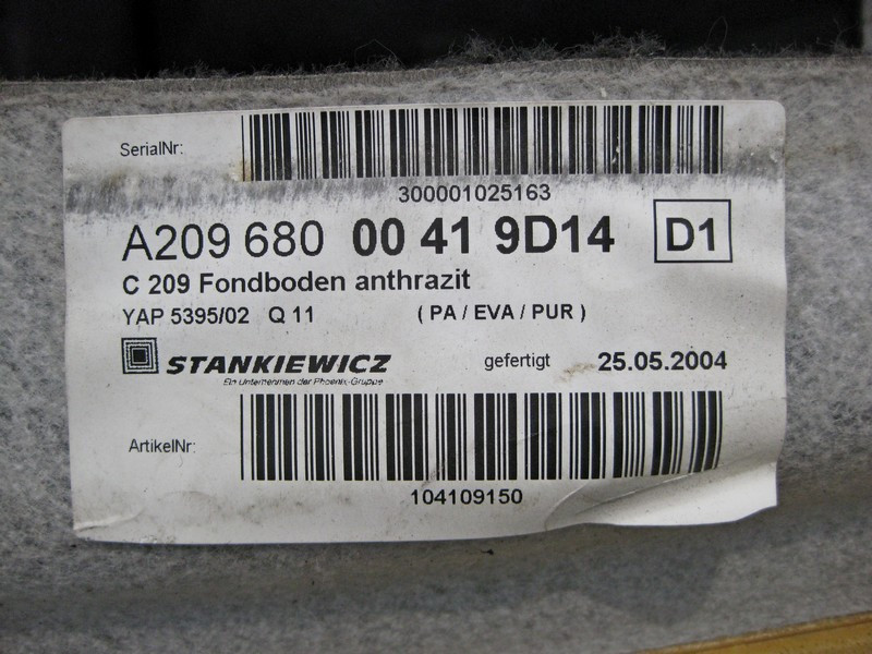 Mercedes-Benz  A2096800041 9D14 Килим салону задній колір "Антрацит" CLK C209 Одесса - изображение 5