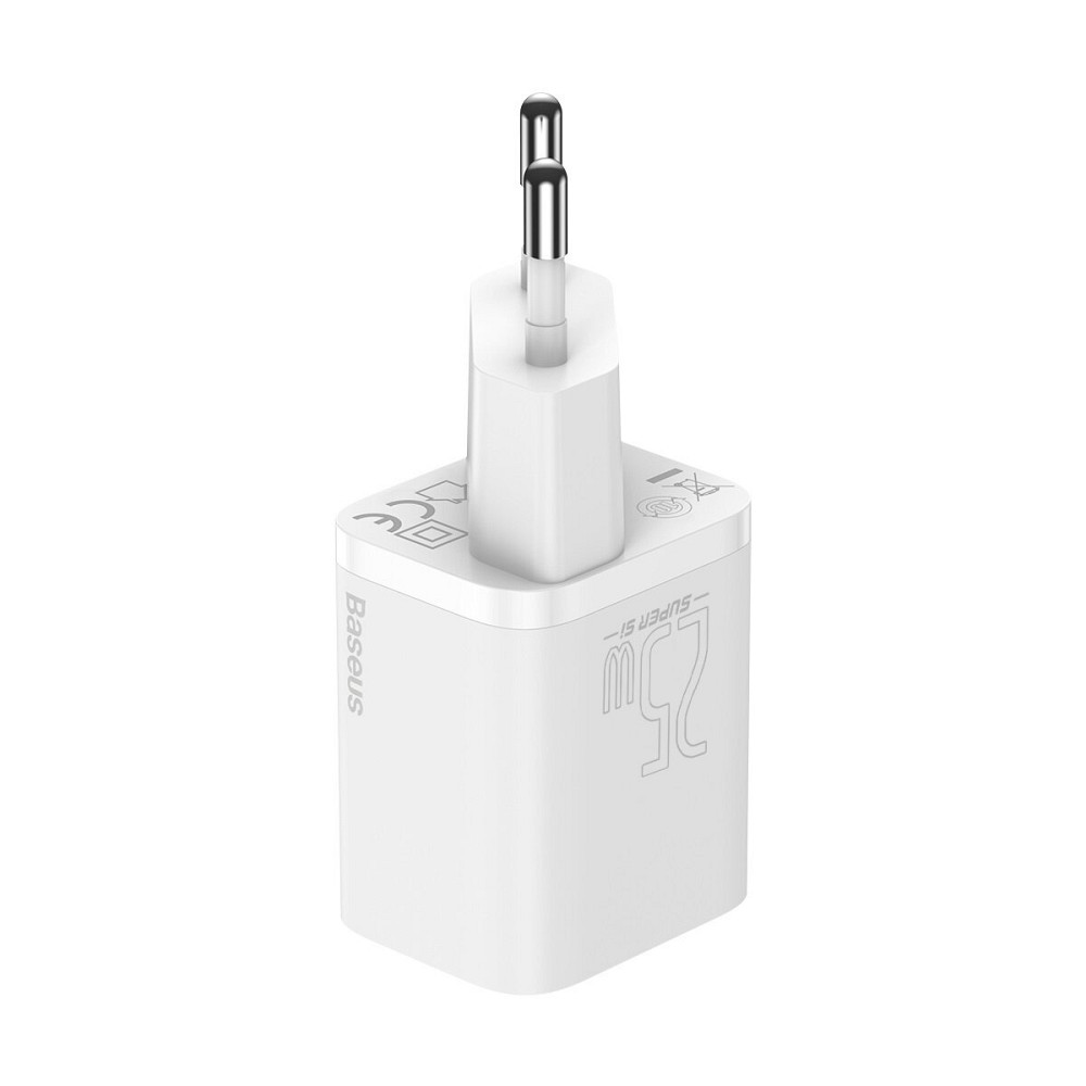 МЗП Baseus Super Si Quick Charger 1C 25W EU Sets White (With Mini White Cable Type-C to Type-C 3A 1m White) Киев - изображение 4