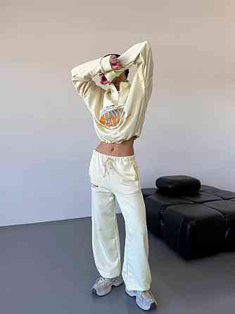 Женский прогулочный костюм двойка турецкая петля-пенье 100% хлопок Молочный Одесса