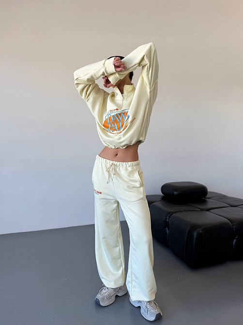 Женский прогулочный костюм двойка турецкая петля-пенье 100% хлопок Молочный Одесса - изображение 4