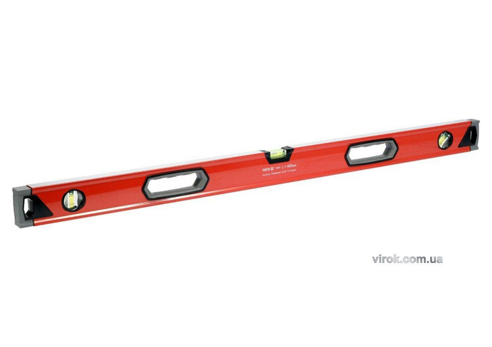 Рівень алюмінієвий YATO : L= 100 см. 3 капсули, 2 ручки [10/20/300] Одесса - изображение 1