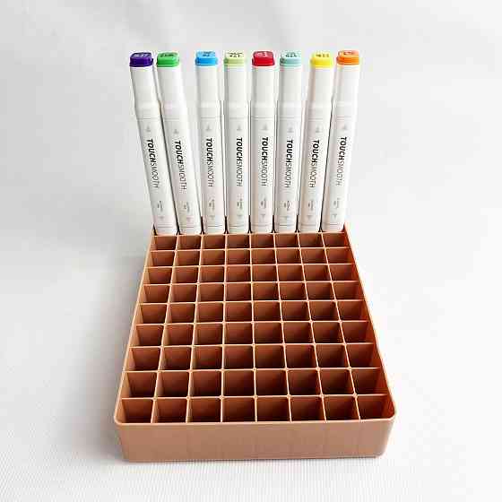 Подставка для маркеров органайзер для канцелярских принадлежностей 80 ячеек Коричневая Каменец-Подольский