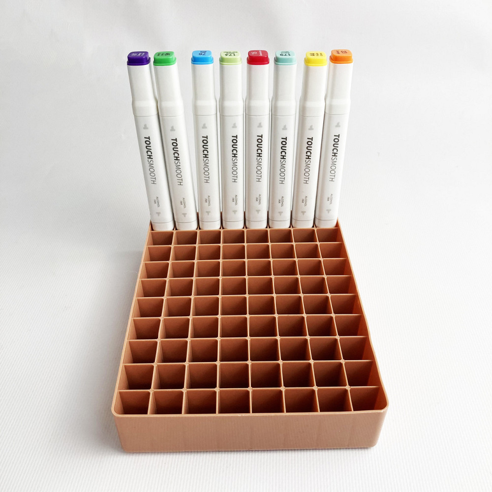 Підставка для маркерів органайзер для канцелярського приладдя 80 осередків Коричнева Кам'янець-Подільський - фото 1