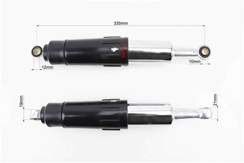 Амортизатор задній JH/CB/CG - 345мм*d60мм (втулка 12мм / втулка 10мм) закритий регул., чорний к-кт 2шт Киев - изображение 2