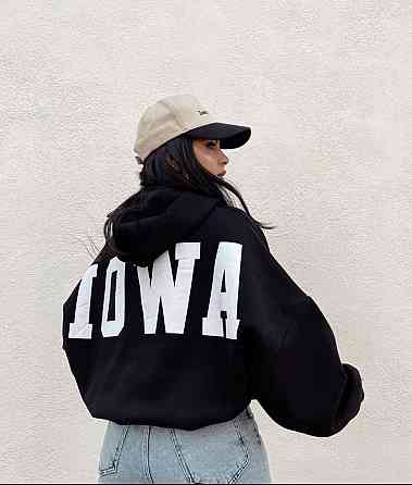 Женский базовый теплый оверсайз худи с накатом трехнитка на флисе Одесса