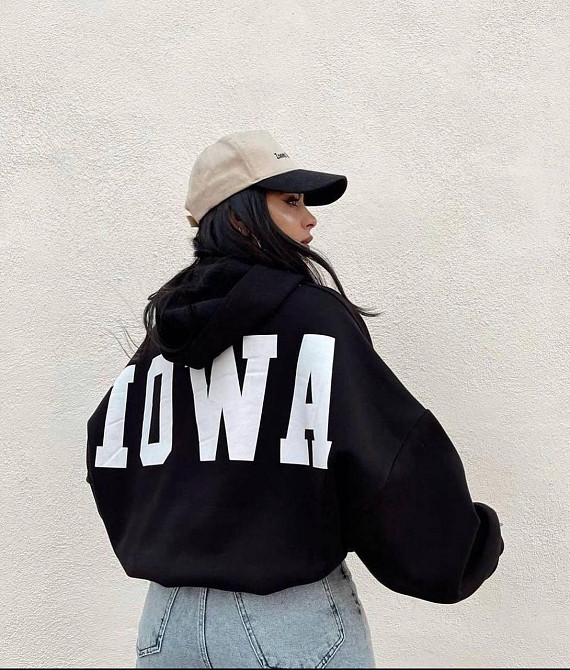 Женский базовый теплый оверсайз худи с накатом трехнитка на флисе Одесса - изображение 2