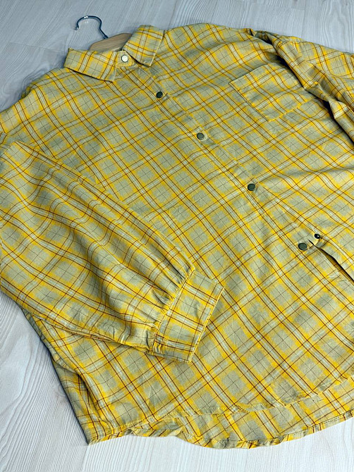 Сорочка жіноча A-N 7866 супероверсайз у клітинку широка, жовтий, one size Київ - фото 16