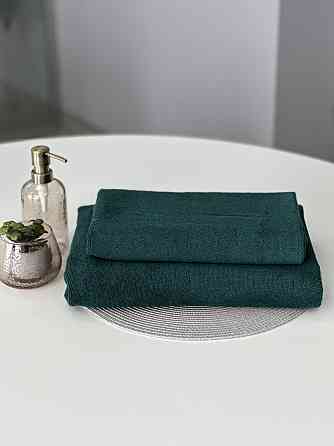 Комплект полотенец однотонных Ideal Textile 50х90см + 100х150см 450 г/м2 изумрудный Черновцы